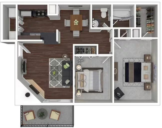 Two Bedroom One Bath 0711 floor plan